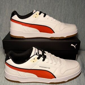 Puma x Porsche Legacy RBD Game Low sneakers in the White/Red Fire colorway. 10.5